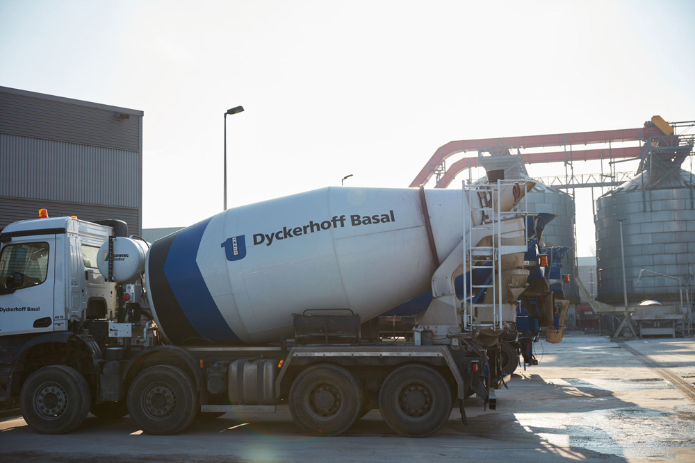 A Dyckerhoff Basal Nederlands BV concrete mixer truck