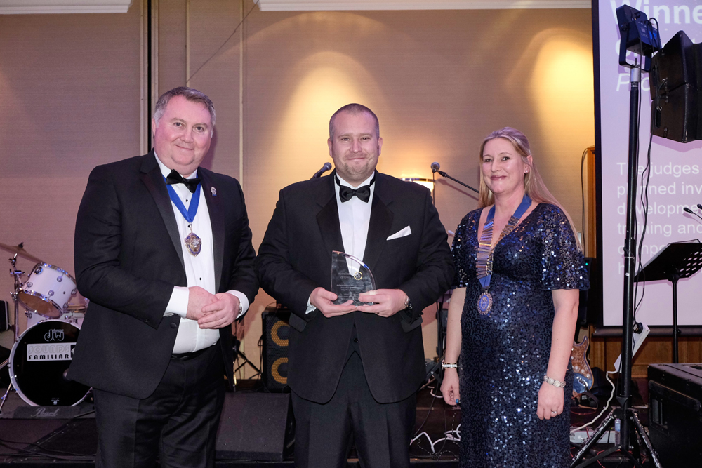 Award success: pictured left to right are Phil Redmond, IQ president, Simon Cutler, head of learning & development at Chepstow Plant International, and Nicola Bartholomey, IQ South Wales branch chairwoman