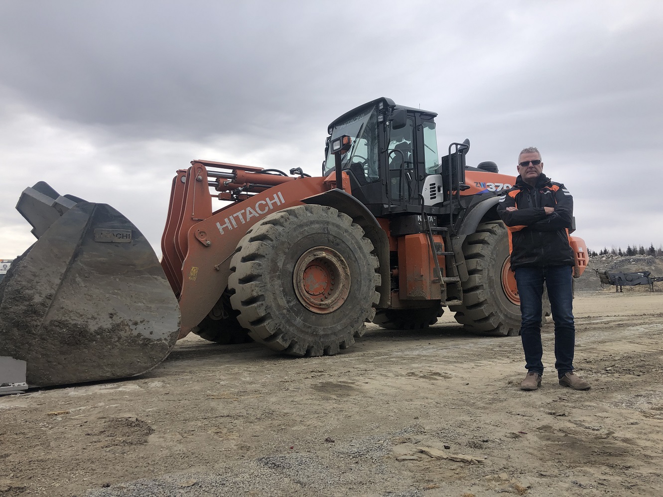 Tore Wethal, owner of the Herstua Grus quarry, with its Hitachi ZW370-6 wheeled loader