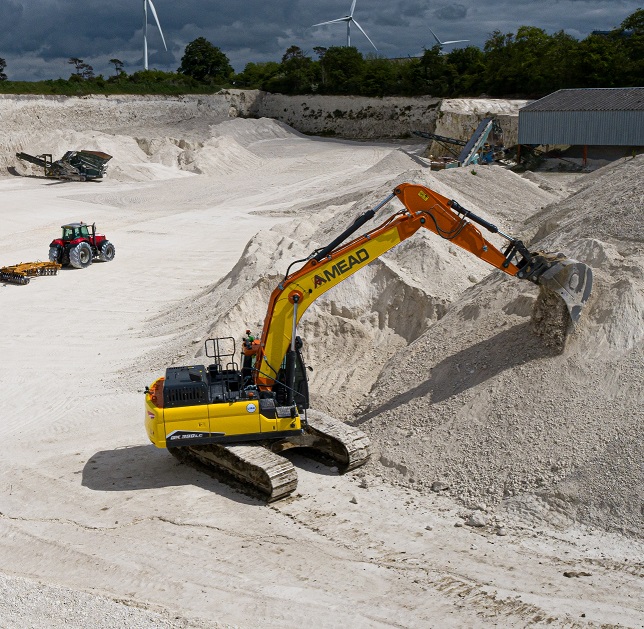 The Doosan DX300LC-7 excavator in operation at the Great Wilbraham chalk quarry