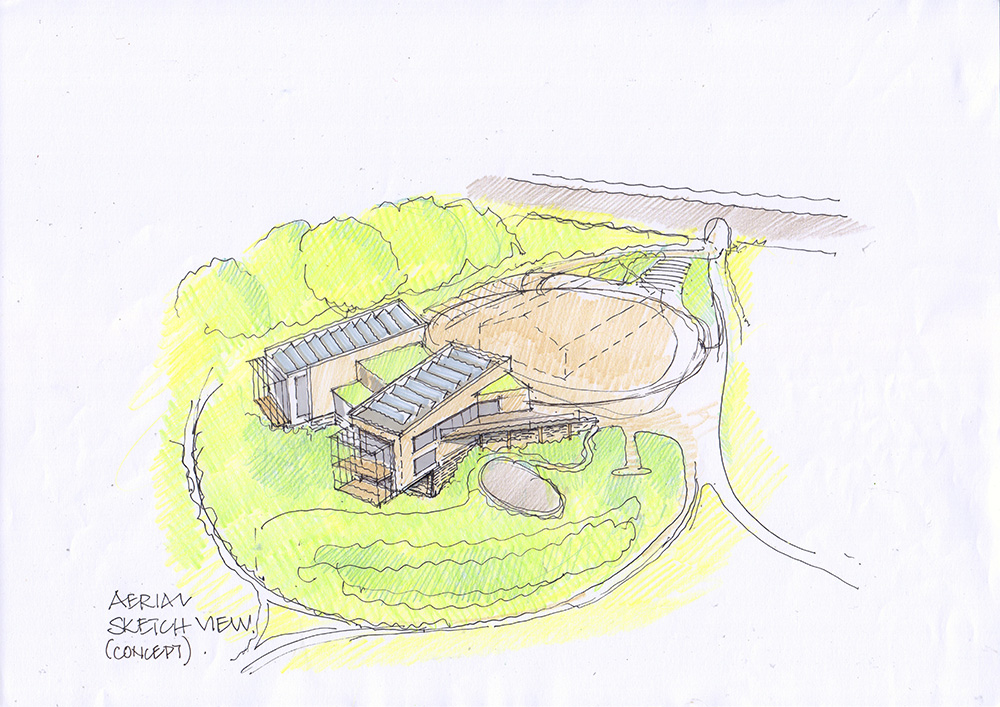 An aerial sketch view of how the National Stone Centre could look after a state-of-the-art revamp