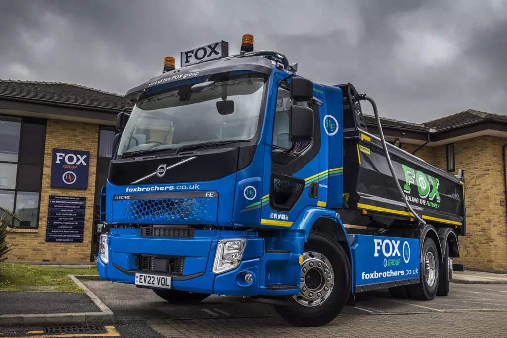 Fox Group has deployed two Volvo FE Electric 6x2 rigid electric tipper trucks into its fleet
