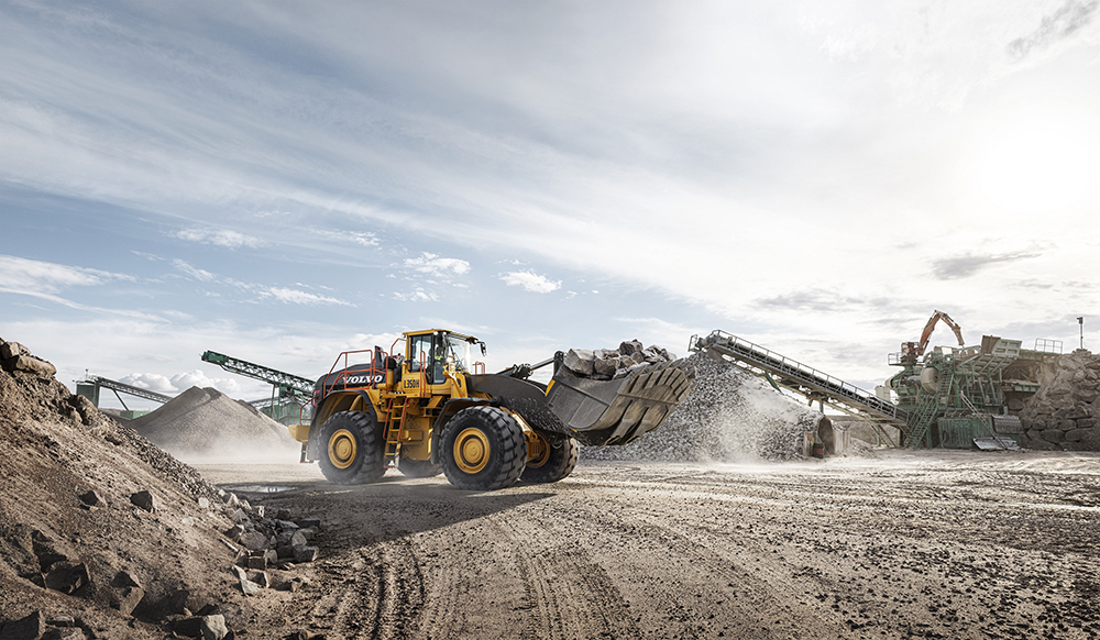 The upgraded and versatile Volvo CE L350H wheeled loader is well suited to quarrying, mining and heavy-infrastructure-linked applications