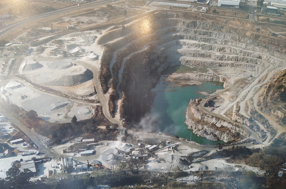 An aerial view of AfriSam Jukskei Quarry