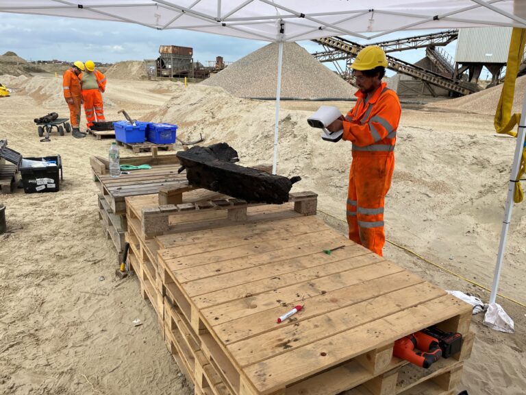 An archaeologist working on the Elizabethan shipwreck. Source: Kent County Council