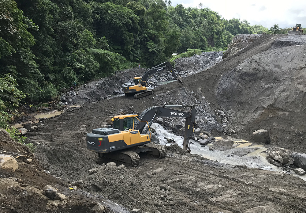 Volvo excavators in the Legaspi region of the Philippines
