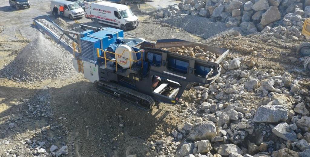 The Omega J1065T jaw crusher at the Quarry Kit site in Cahir, Co. Tipperary