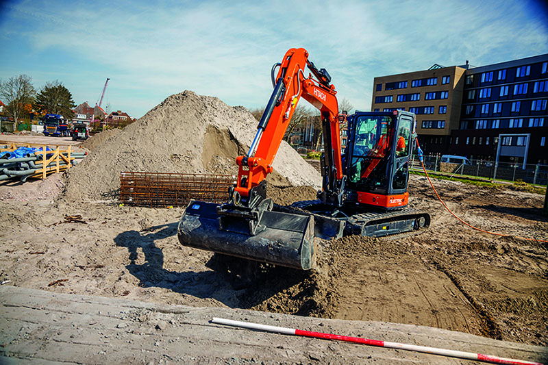 The ZX55U-EB  is Hitachi Construction Machinery’s first five-tonne battery-powered excavator in Europe. Pic: HCME