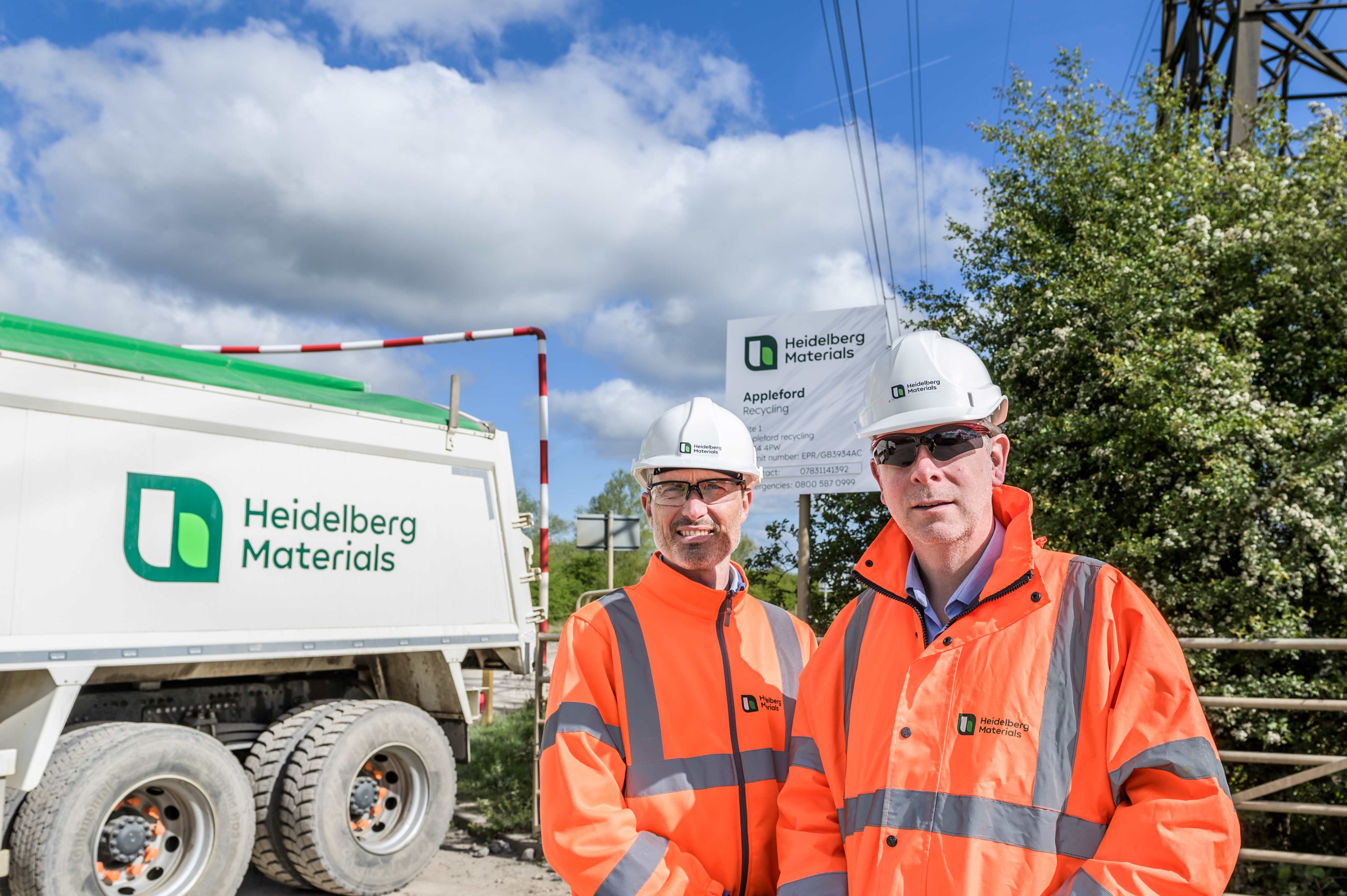 James Whitelaw (right), Heidelberg Materials recycling MD, and Richard Wilcock, recycling director, at the Appleford site