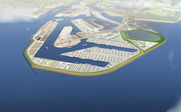 3D render of rotterdam harbour