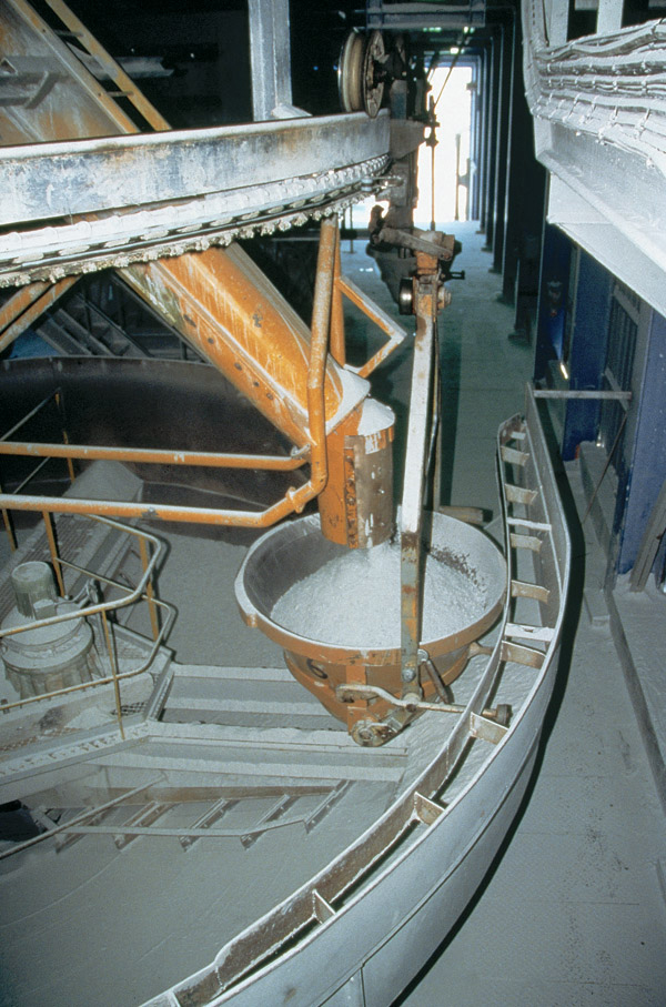 talc being transferred