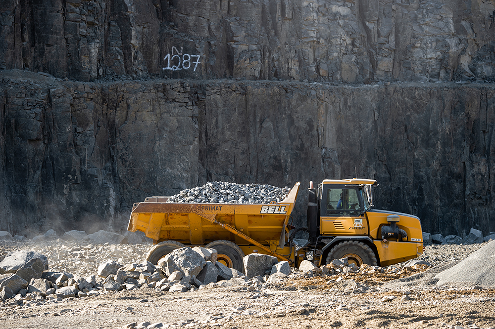 A bell dumper hauling material at Afrimat’s KwaZulu-Natal quarry