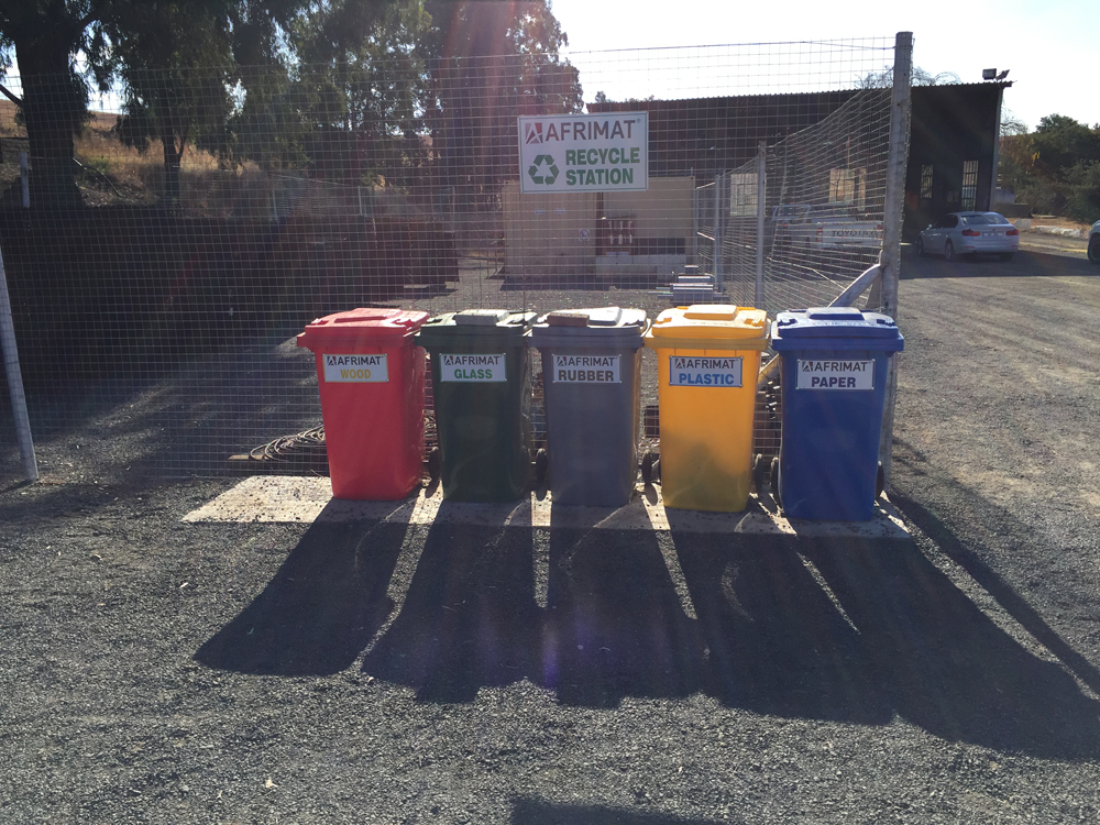 The recycling station at Afrimat Harrismith