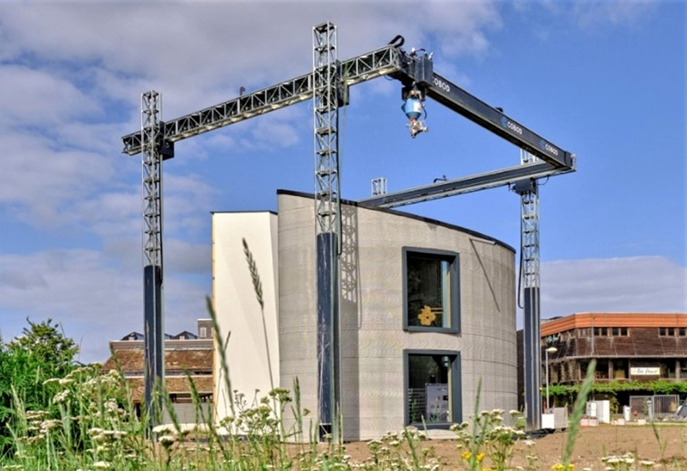 Europe's claimed first 3D printed two-storey building in Westerlo, Belgium, printed with a COBOD 3D printer. The video about this building has been seen around 500,000 times on YouTube