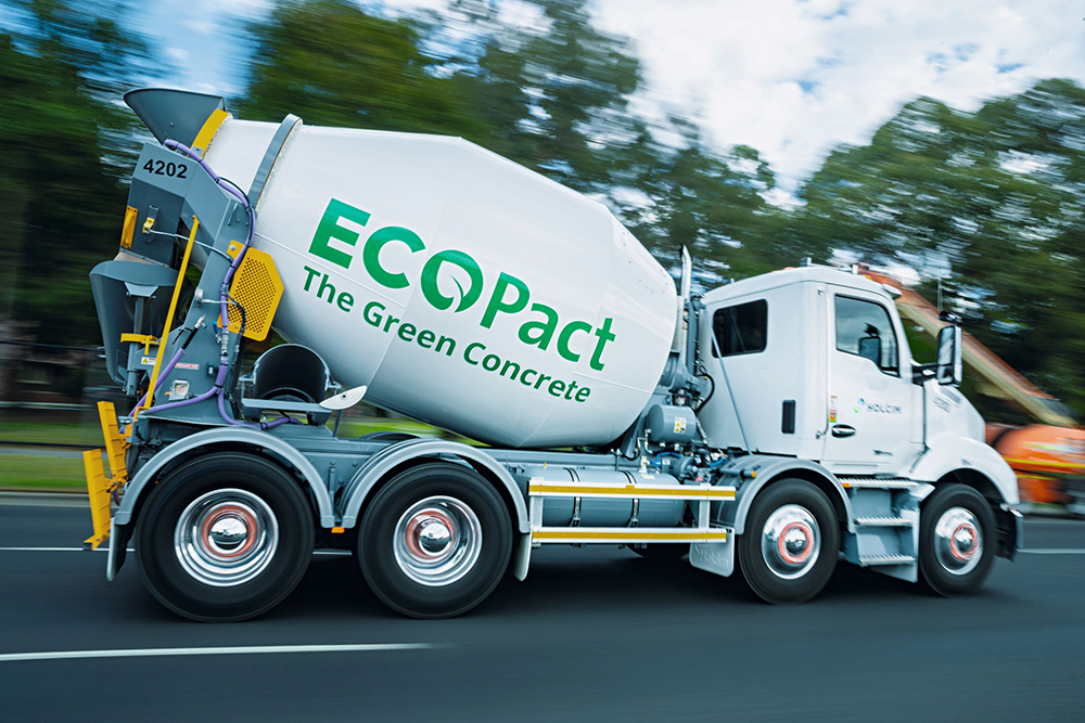 A Holcim ECOPact ready-mixed concrete truck. Pic: Holcim