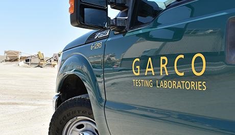 A truck marked up in Granite's Garco brand logo