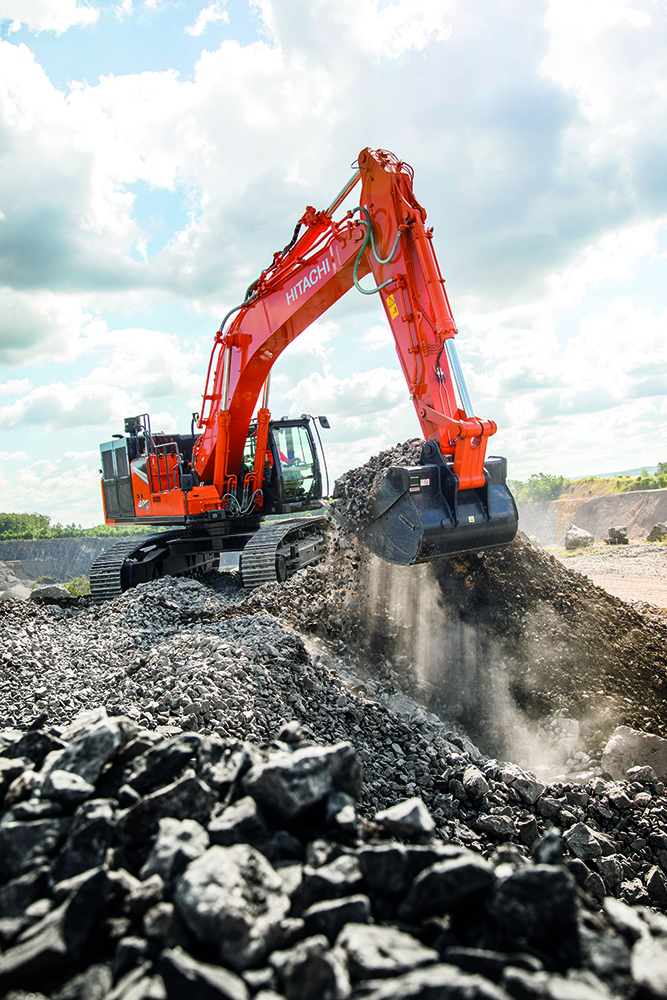 Hitachi Construction Machinery (Europe) has seen good Italian quarrying customer demand for its large excavators. Pictured is the ZX490LCH-7 excavator