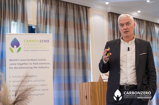 Dr. Edelio Bermejo, Holcim's Head of Group R&D & IP, speaking at the CarbonZero Global Conference & Exhibition. Pic: Industry Link