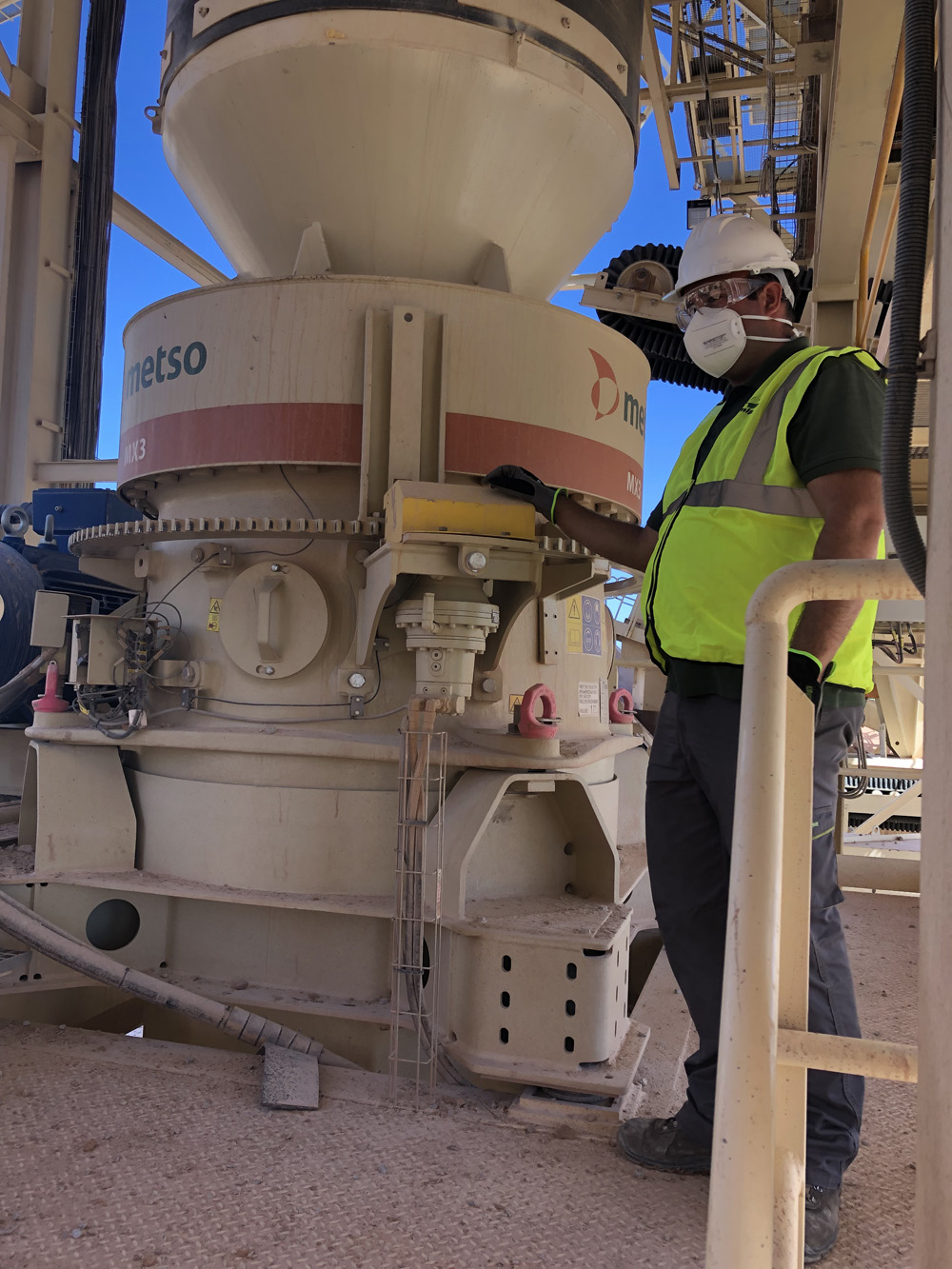 Metso MX3 cone crusher at Emipesa's all-Metso state-of-the-art production plant at Cantera el Poyo Quarry near Teruel, in Aragón, Eastern Spain