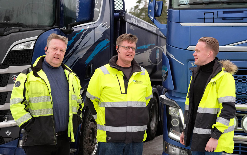 The three men behind Pärhä Oy: Petri Pärhä, managing director (left); Jari Pärhä, director of Crushing Operations; and Tommi Pärhä, director of Logistics