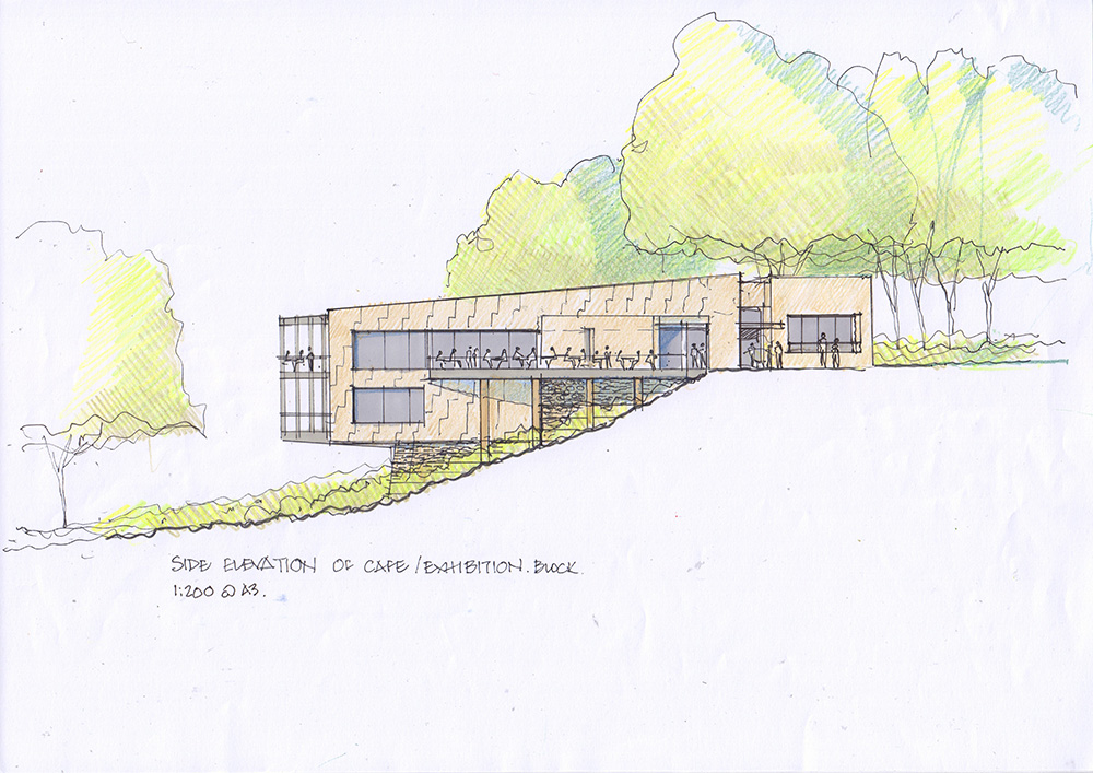 A sketch of the side elevation of Babenko Associates’ vision for a revamped NSC