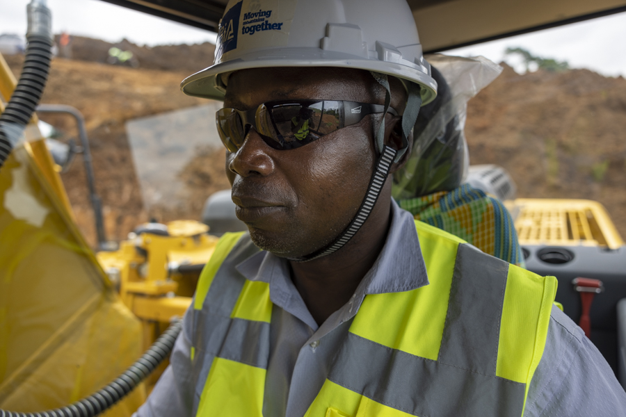 A Komatsu machine operator at work in an African mine. Pic: Komatsu