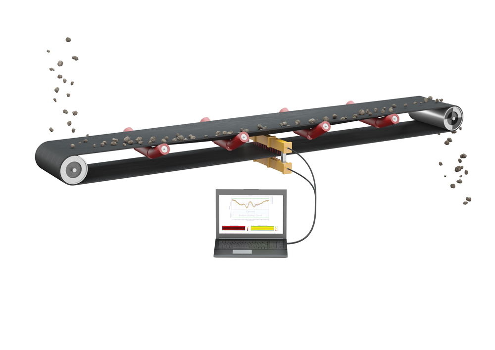 CONTI WearInspect uses a laser to measure the thickness of the conveyor belt