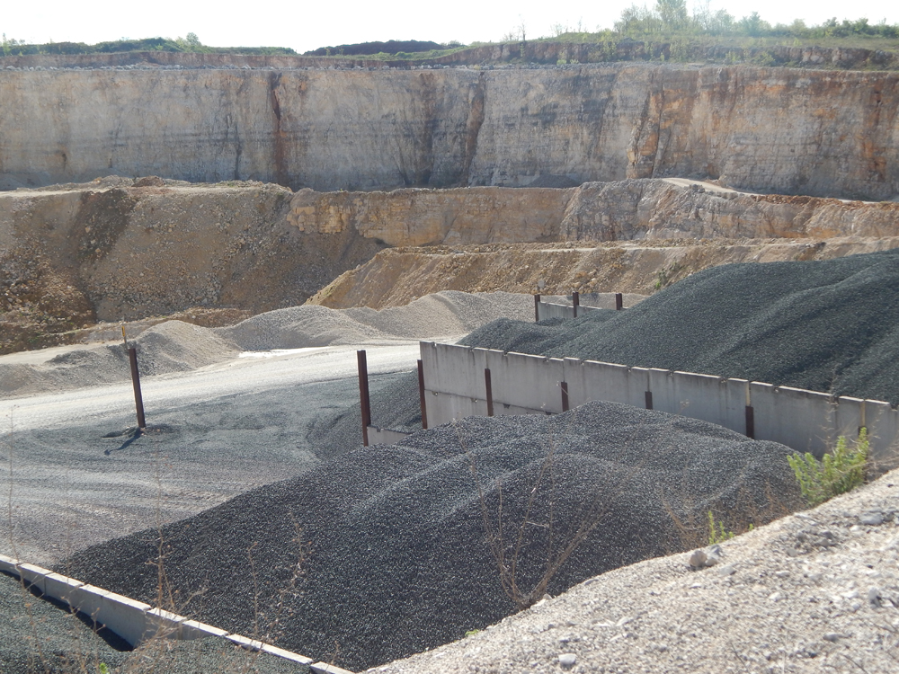 Stockpiles of processed aggregates material at Žminj quarry