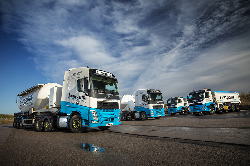 Longcliffe Quarries has added eight FH 6x2 tractor units and two FM 8x4 rigid tippers to its fleet