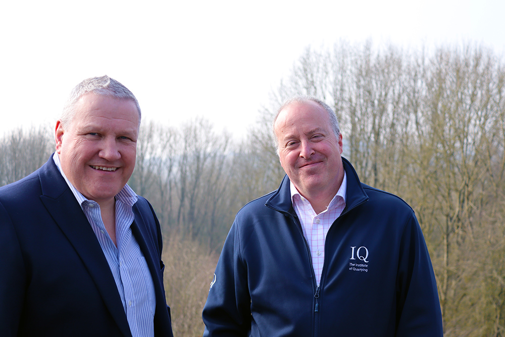 Viv Russell (left), IQ chair, and James Thorne, IQ CEO, at The National Stone Centre