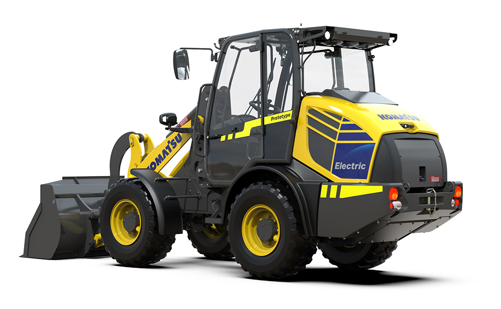 The new Komatsu prototype electric loader can be used as a quarrying support machine