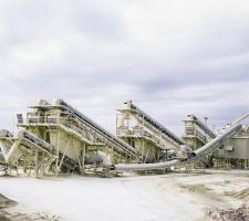 Conveyors working at quarry 