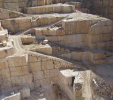 Marble quarry with excavator