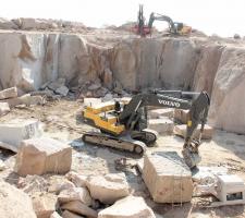 Volvo excavator in a quarry
