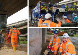 Cemfree low CO2 concrete has been used for the first time on the Woodford West Viaduct on the M25
