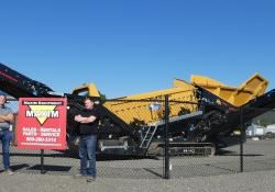 Joe Jensen, Sales Manager, Maxim Equipment (L) and Greg Evans, General Manager, Maxim Equipment (R) are pictured in front of an IROCK Mobile Scalping Screen at their new location in Spokane, Washington (Source: Maxim Equipment)