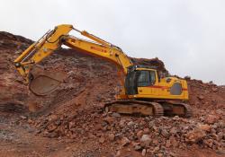 Lorban TP’s Generation 9 Liebherr R 945 crawler excavator at work at a Carrières du Bassin de la Sambre quarry site