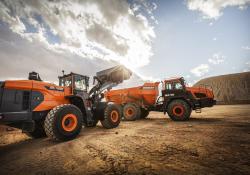 Doosan Infracore's products include articulated dump trucks, wheeled loaders and excavators