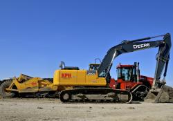 John Deere Hitachi manufacturing and marketing agreements excavators North Carolina Brazil British Columbia