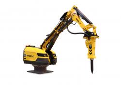 The new Brokk Pedestal Boom can be operated with either a tethered remote or from a control room