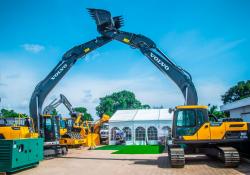  Two Volvo EC210DL crawler excavators were on display at the event in Cotonou