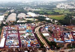 An aerial view of the Excon showground in Bangalore, India. Pic: Excon