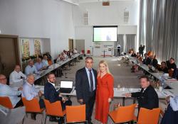 UEPG president Antonis Latouros (standing centre left) with President of the Parliament of Cyprus Annita Demetriou (standing centre right) and delegates at the UEPG Congress