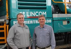 Stevens Group general manager Ken Johnston (left) and Lincom Group CEO Stephen Watterson