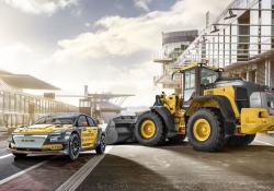 The new look rallycross car with the L120 Electric Conversion by Volvo CE
