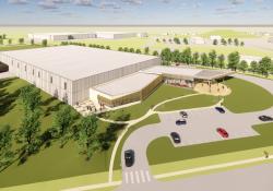 An artist's impression of the planned 115,000-square-foot battery and charging technology manufacturing facility