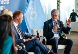 Cemex CEO Fernando González (right) participated in a panel during the UN Private Sector Forum on September 18