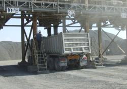 truck being loaded with aggregates