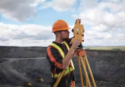 Worker using a modern surveying/visualisation tool