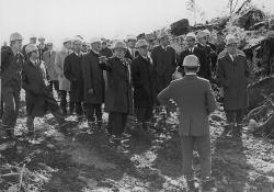 Matti Kilpinen points out the location of the new Tampella factory in 1971